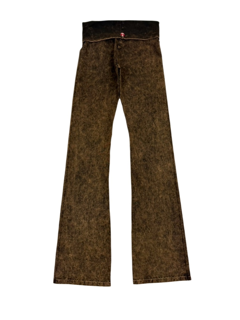 T Party Fold Over Waist Boot Cut Yoga Pants Brown Size Small - Picture 2 of 5